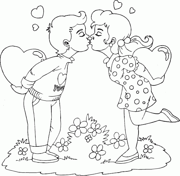 Jongen en meisje kus kussen met Valentijn